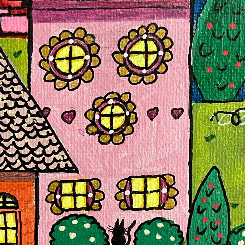 Original painting “Whimsical Village” Acrylic painting 10x10” by myself - Picture 3 of 3